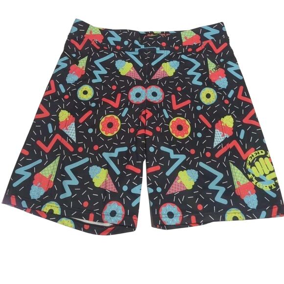 Feed Me Fight Me Men’s Black Ice Cream Donuts Elastic Waist Shorts Size small - Picture 1 of 10